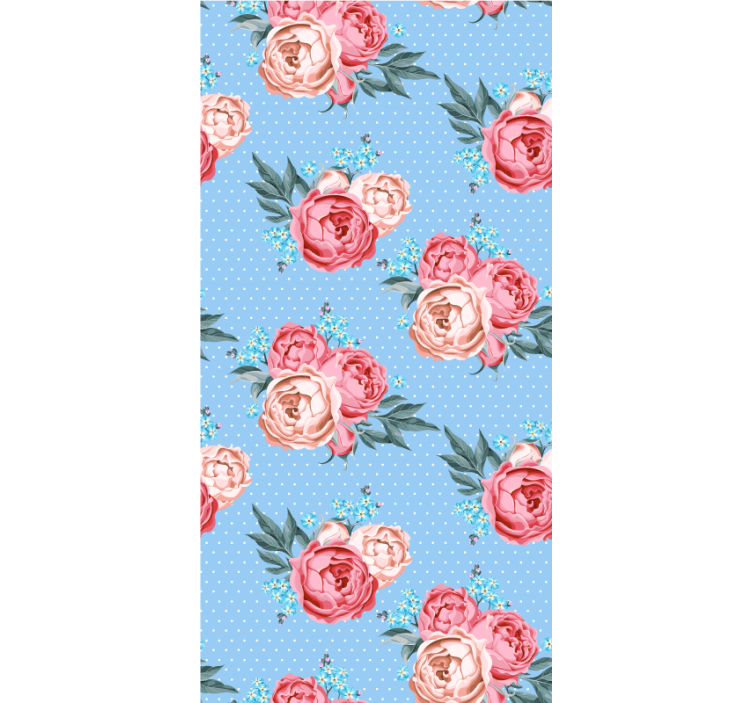 Store enrouleur motif fleur roses roses à floraison bleue - TenStickers