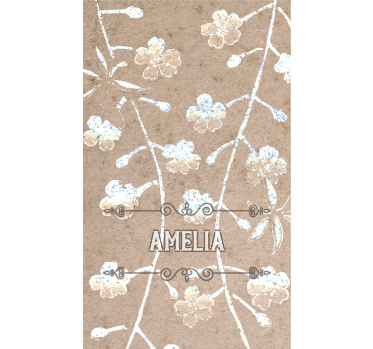 Store enrouleur couple motif floral beige avec nom - TenStickers