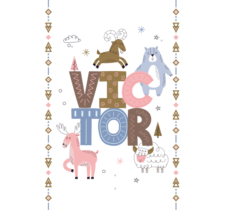 Store enrouleur scandinave design animal enfant avec nom - TenStickers