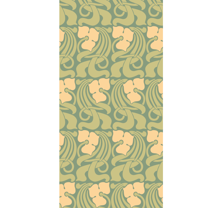 Stores fleurs motif art nouveau vert et jaune - TenStickers