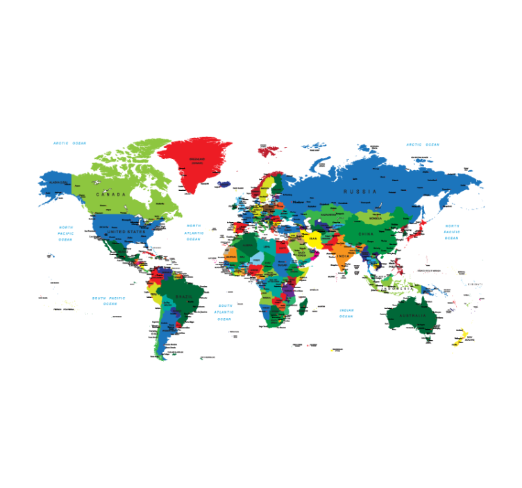 Store enrouleur carte du monde cartographie politique - TenStickers