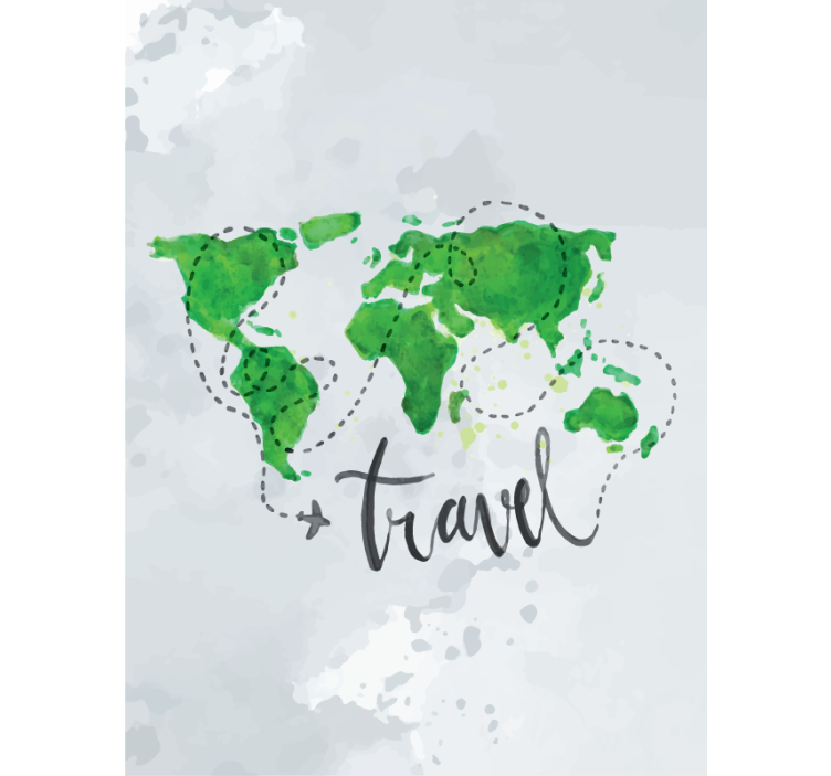 Store enrouleur carte du monde voyage aquarelle - TenStickers