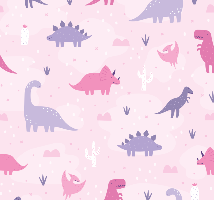 Store enrouleur dinosaures fond rose - TenStickers