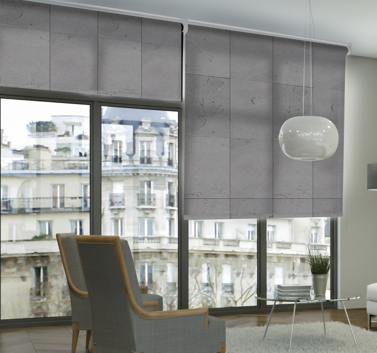 Store enrouleur salon motif plaques de béton - TenStickers