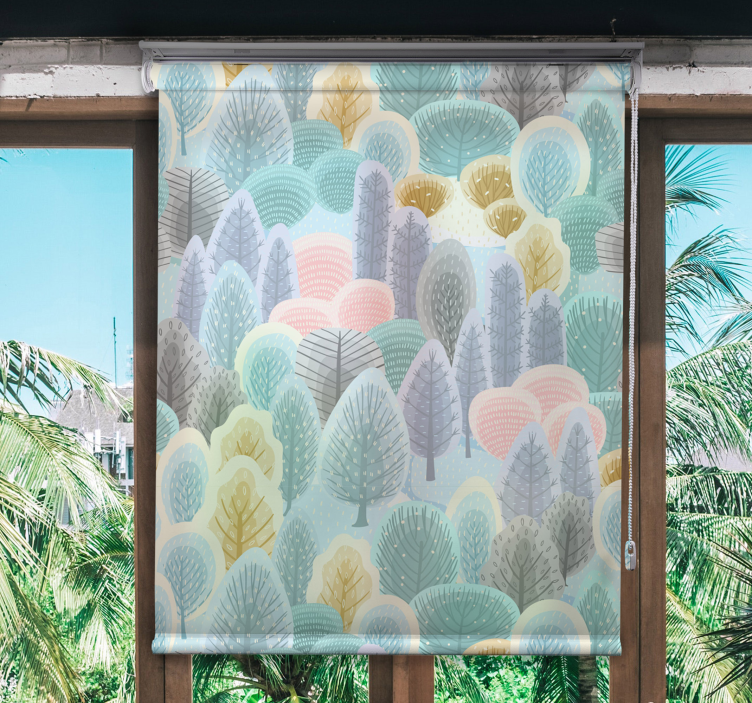 Store enrouleur arbre motif de forêt pastel - TenStickers