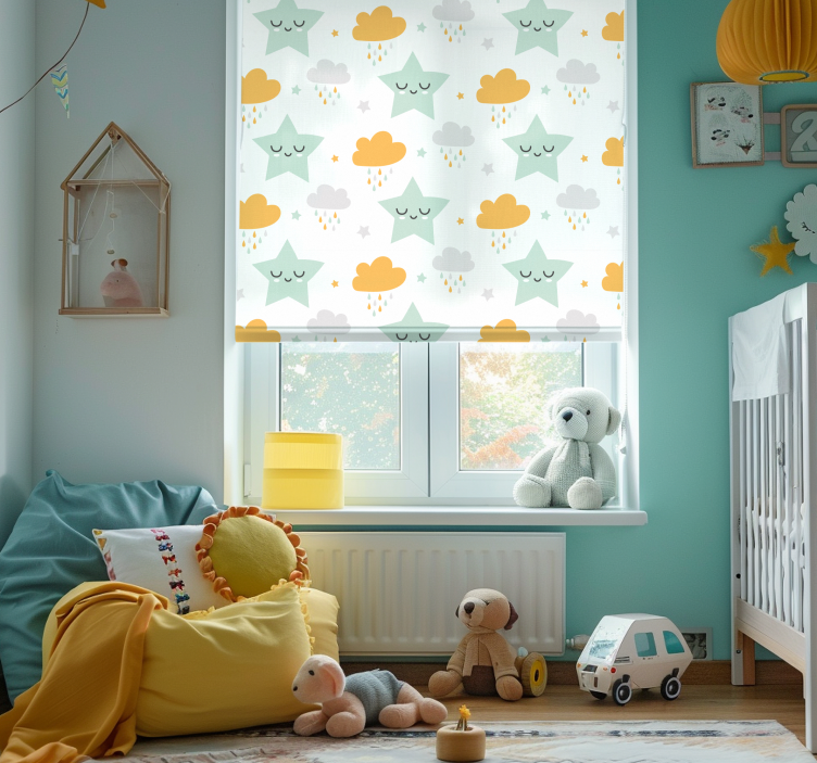 Store enrouleur chambre bébé motif de nuages endormis - TenStickers