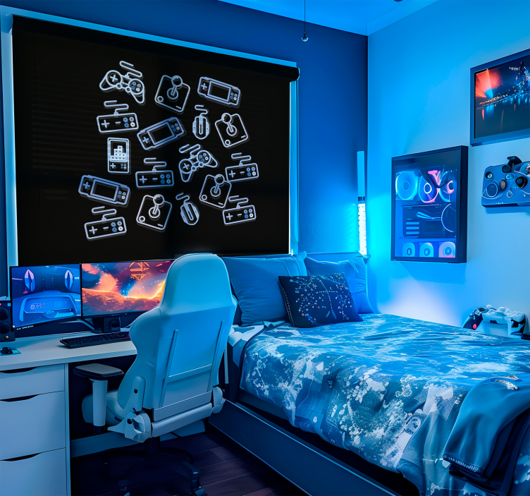 Store enrouleur gamer commandes bleues - TenStickers