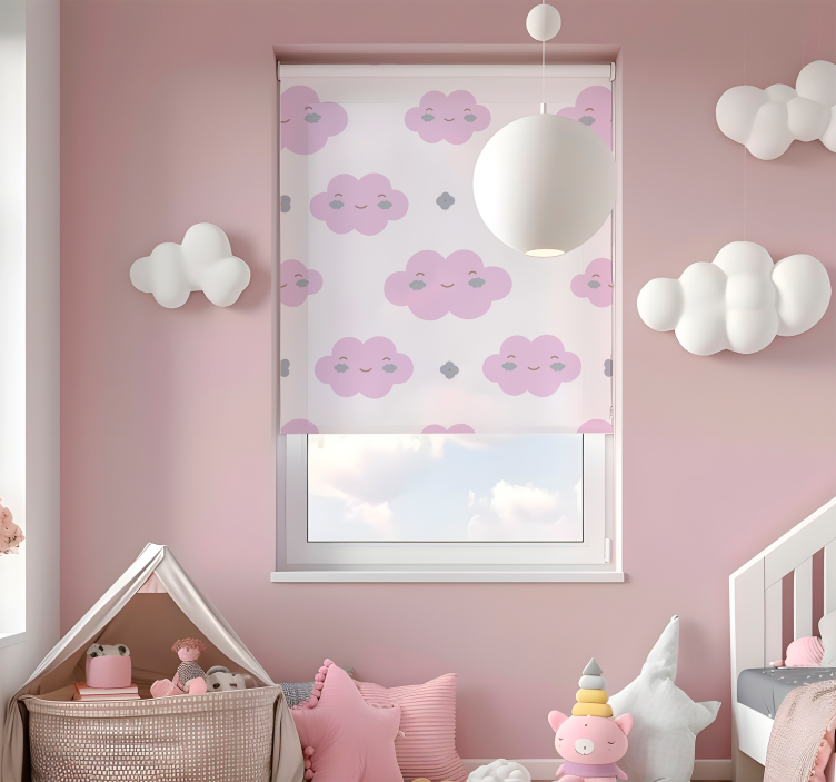 Store enrouleur nuage motif enfants rose - TenStickers