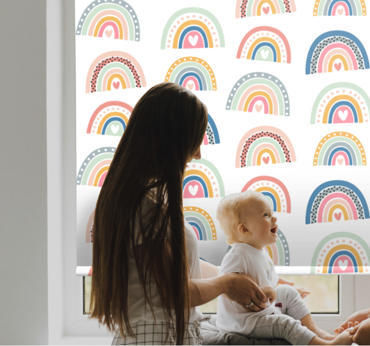 Store enrouleur pour chambre enfant arc-en-ciel cœur coloré - TenStickers
