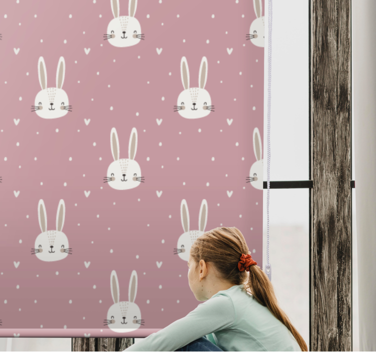 Store enrouleur pour chambre enfant visages de bébé lapin - TenStickers