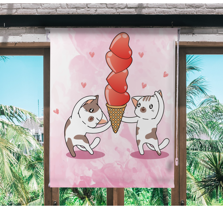 Store enrouleur romantique chatons dégustant de la glace - TenStickers
