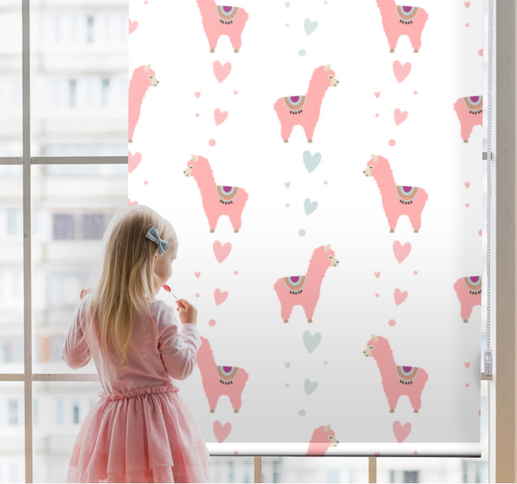 Store enrouleur pour chambre enfant coeurs d'amour de lama - TenStickers