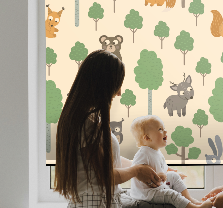 Store enrouleur pour chambre enfant créatures de la forêt - TenStickers