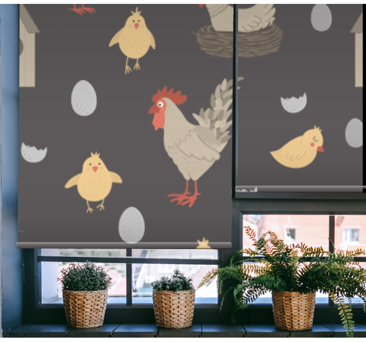Store enrouleur animaux motif de poules et d'oeufs - TenStickers