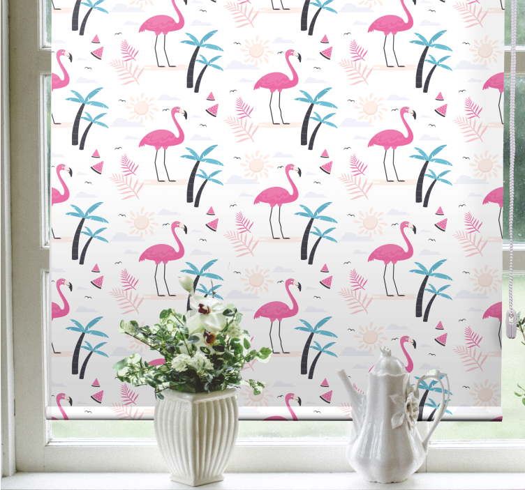 Store enrouleur animaux motif tropical de flamants roses - TenStickers