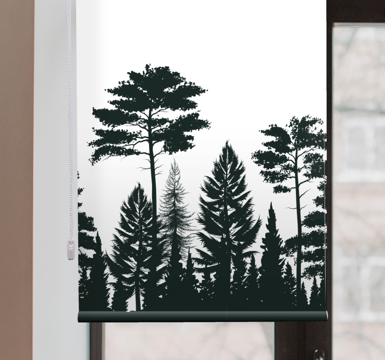 Store enrouleur arbre scène de forêt en silhouette - TenStickers