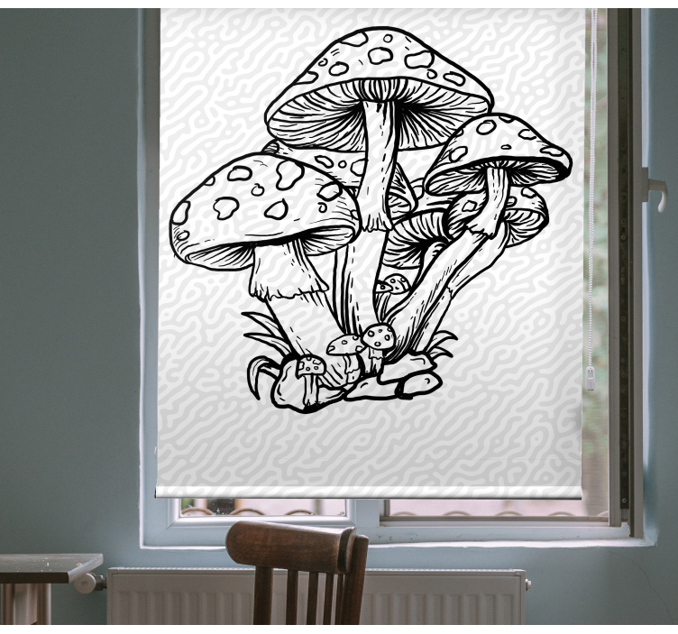 Store enrouleur arbre silhouette de grappe de champignons - TenStickers