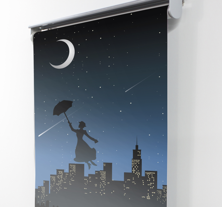 Store enrouleur série et film vol parapluie silhouette - TenStickers