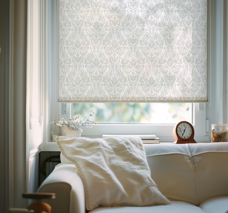 Store enrouleur salon blanc damassé grunge - TenStickers