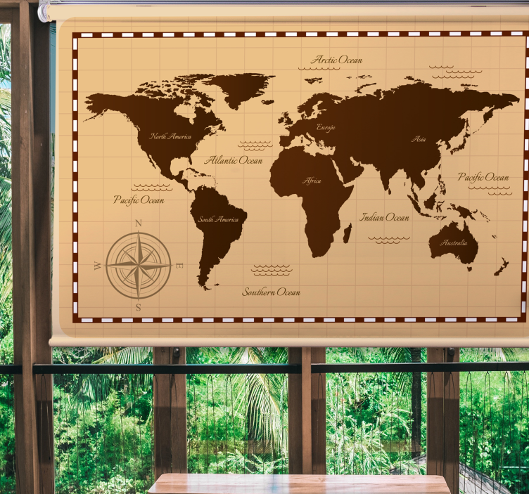 Store enrouleur carte du monde exploration vintage - TenStickers