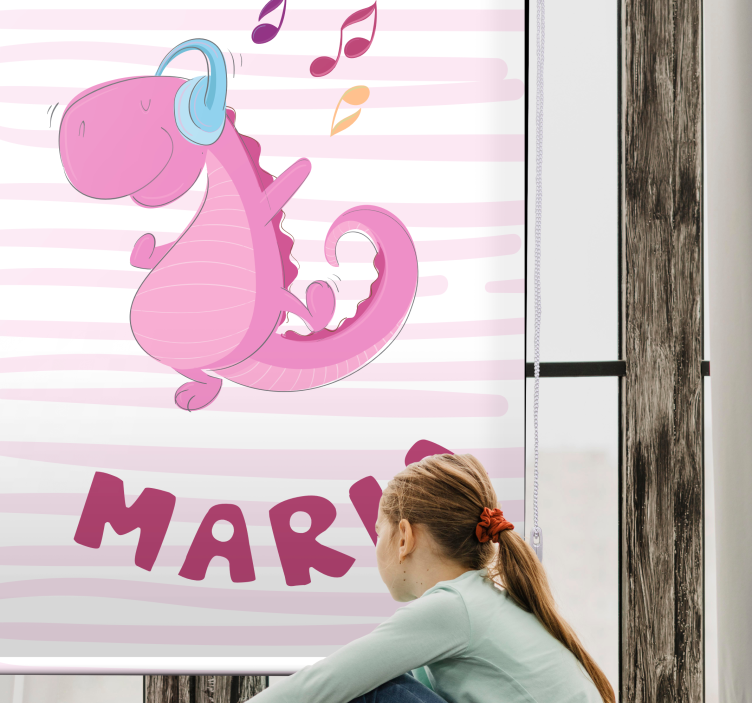Store enrouleur dinosaures doux dinosaure avec nom - TenStickers
