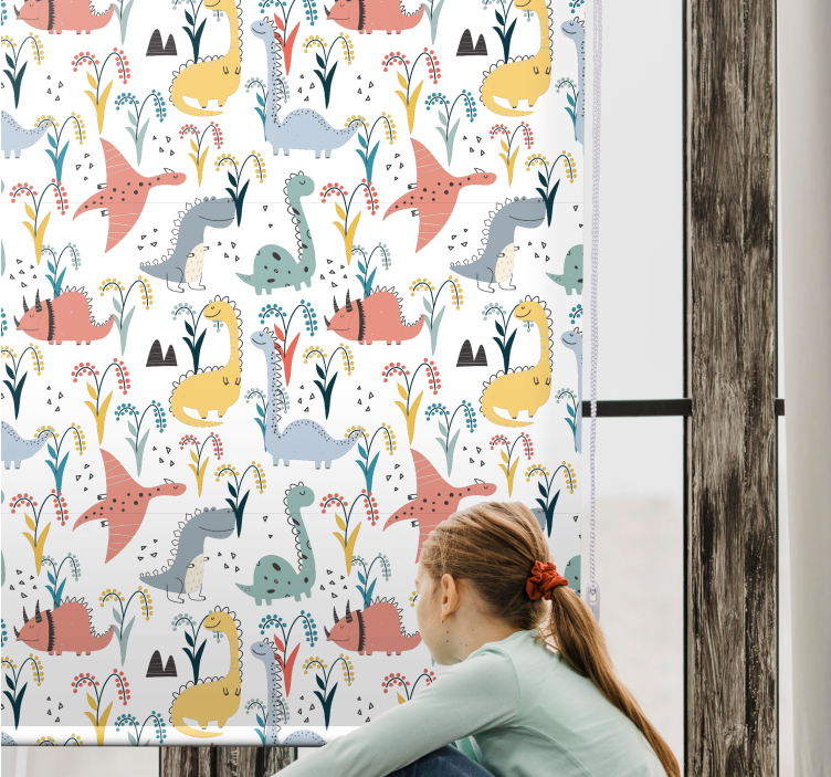 Store enrouleur dinosaures motif scandinave coloré - TenStickers