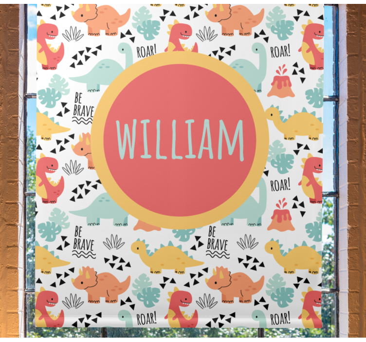 Store enrouleur dinosaures nom en cercle bébé - TenStickers
