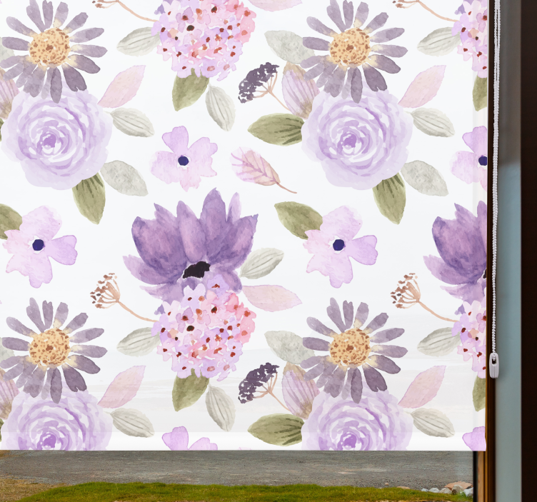 Store enrouleur floral motif de fleurs violettes - TenStickers
