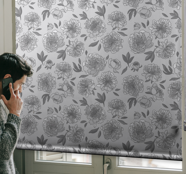 Store enrouleur floral motif de pivoine monochrome - TenStickers