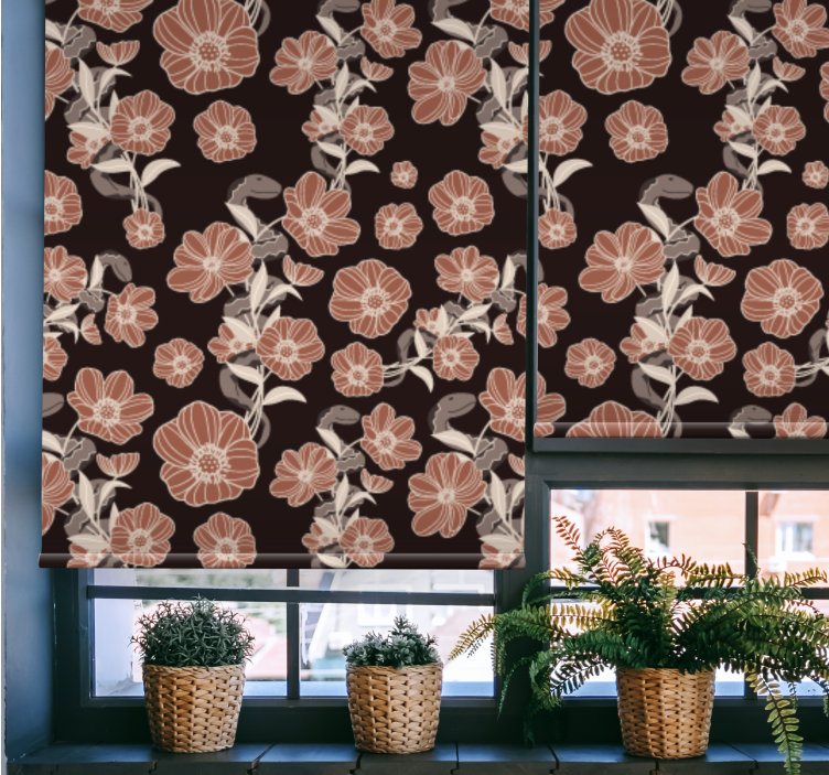 Store enrouleur floral motif vintage sombre - TenStickers