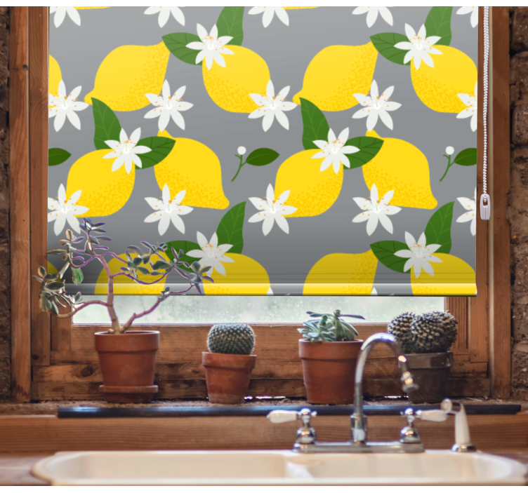 Store enrouleur fruits et légumes motif floral citron - TenStickers