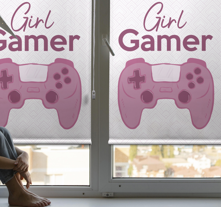 Store enrouleur gamer fille contrôleur - TenStickers
