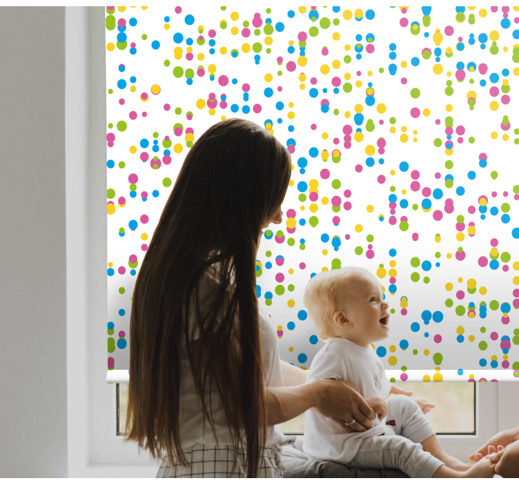 Store enrouleur chambre bébé motif à pois colorés - TenStickers