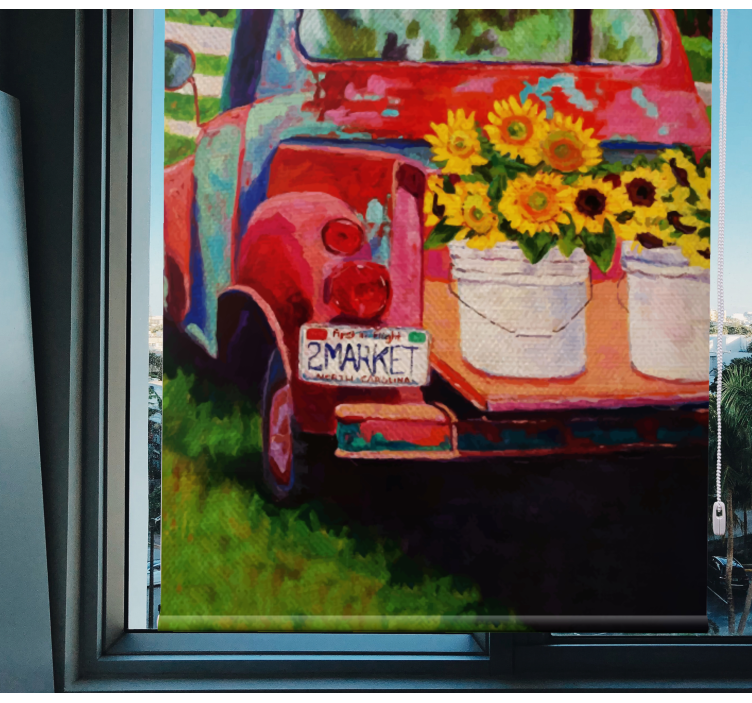 Store enrouleur motif fleur bouquet de camion vintage - TenStickers