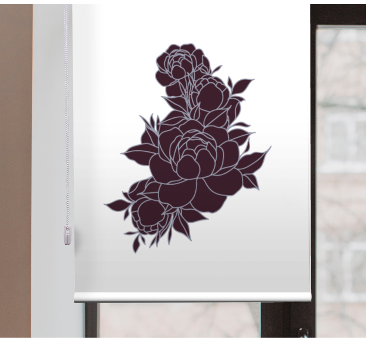 Store enrouleur motif fleur roses noires gracieuses - TenStickers