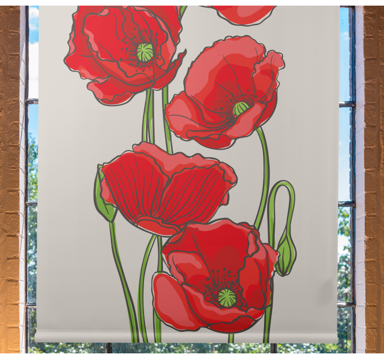 Store enrouleur motif fleur fleurs de pavot rouge - TenStickers