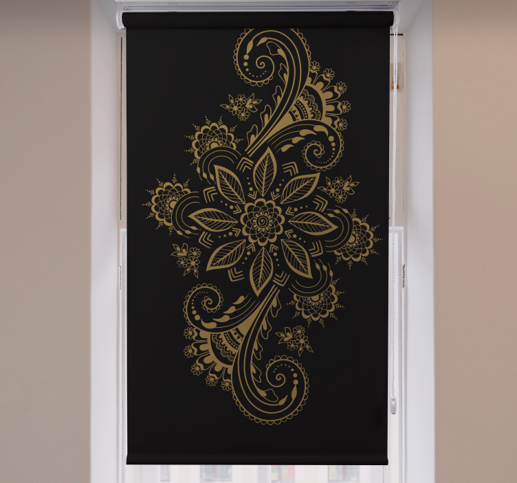 Store enrouleur motif fleur fleurs dorées complexes - TenStickers