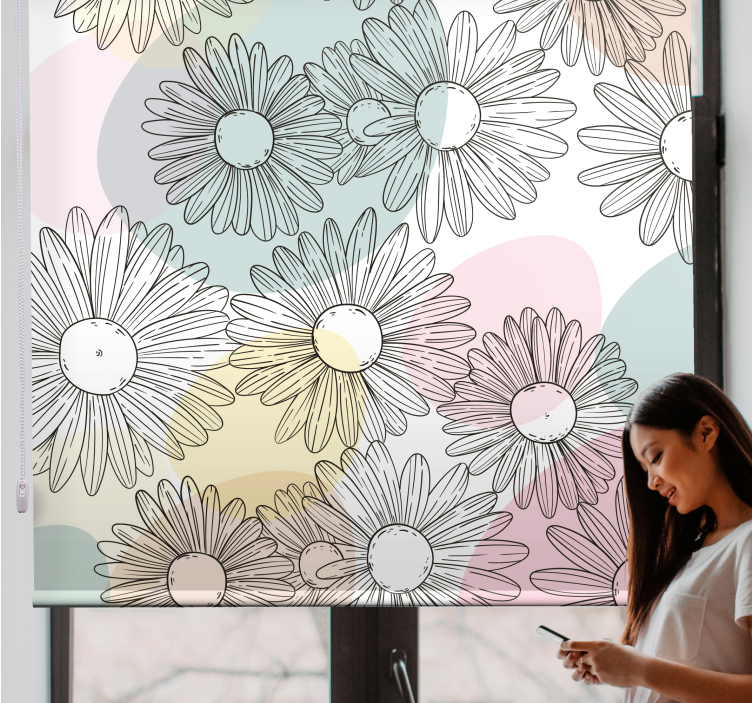 Store enrouleur motif fleur marguerites et teintes pastel - TenStickers