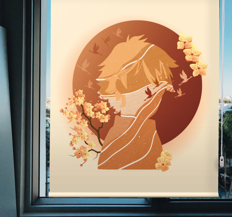 Store enrouleur bande dessinée silhouette nature asiatique - TenStickers
