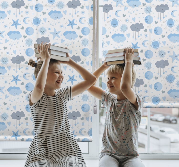 Store enrouleur nuage motif étoilé bleu - TenStickers