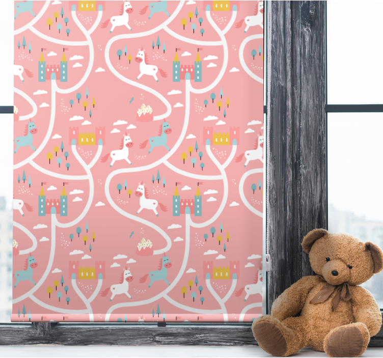 Store enrouleur pour chambre enfant châteaux et licornes - TenStickers