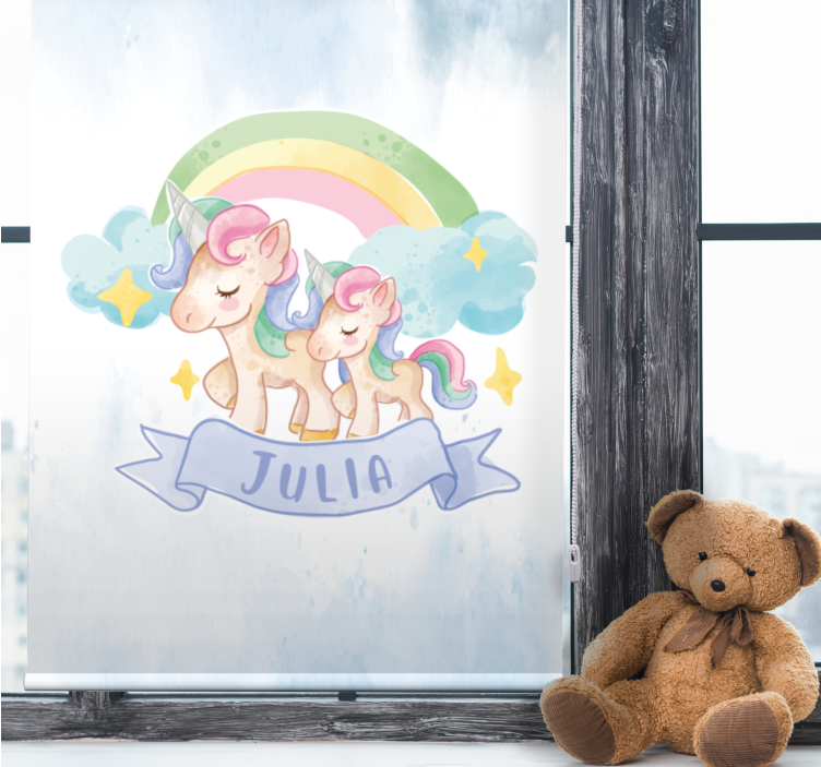 Store enrouleur pour chambre enfant aventure de licorne - TenStickers