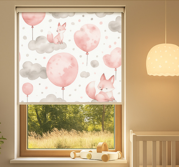 Store enrouleur pour chambre enfant ballons et nuages pastel - TenStickers