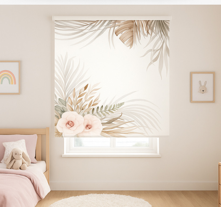 Store enrouleur pour chambre enfant motif floral bohème - TenStickers