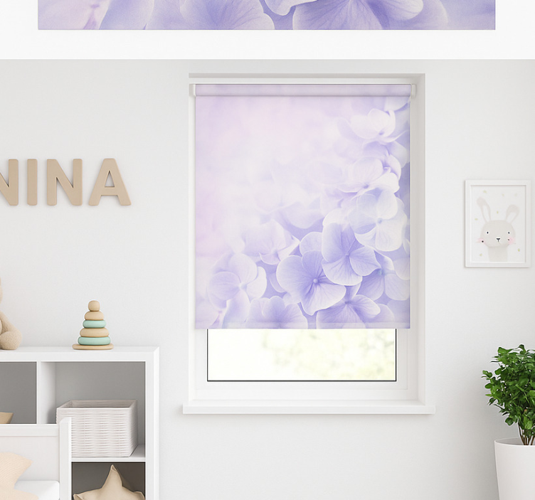 Store enrouleur pour chambre enfant hortensias doux et brumeux - TenStickers