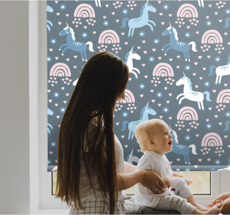 Store enrouleur pour chambre enfant licornes et arc-en-ciel - TenStickers