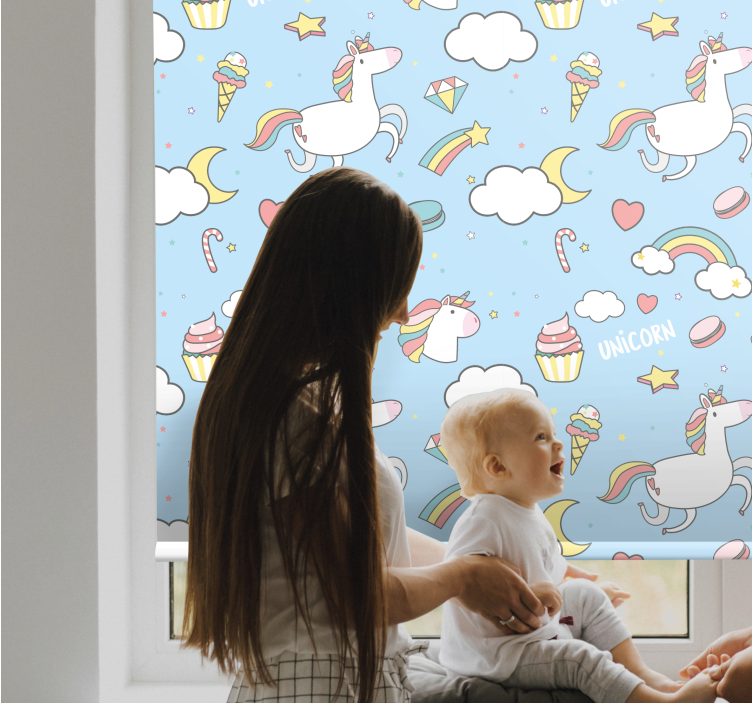 Store enrouleur pour chambre enfant licornes et arcs-en-ciel - TenStickers
