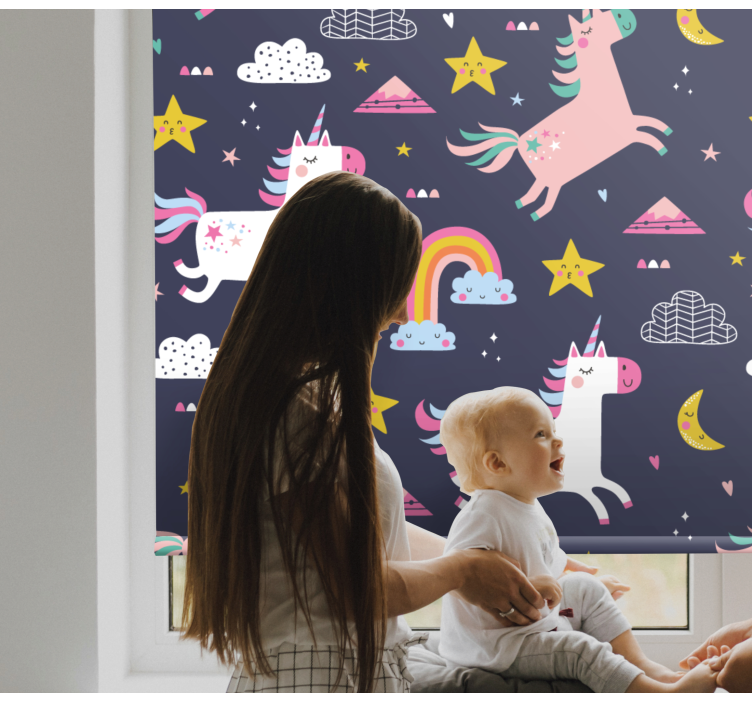 Store enrouleur pour chambre enfant licornes et étoiles - TenStickers