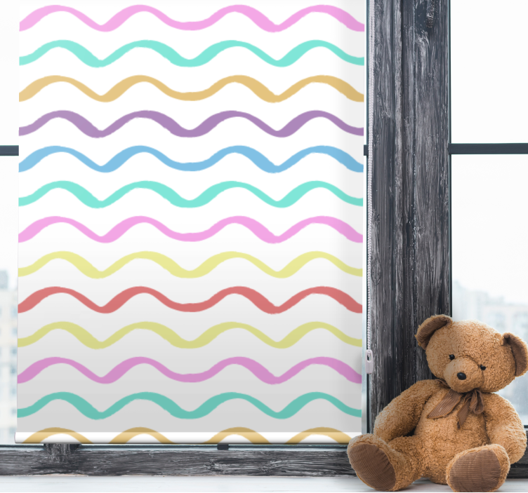 Store enrouleur pour chambre enfant lignes ondulées colorées - TenStickers