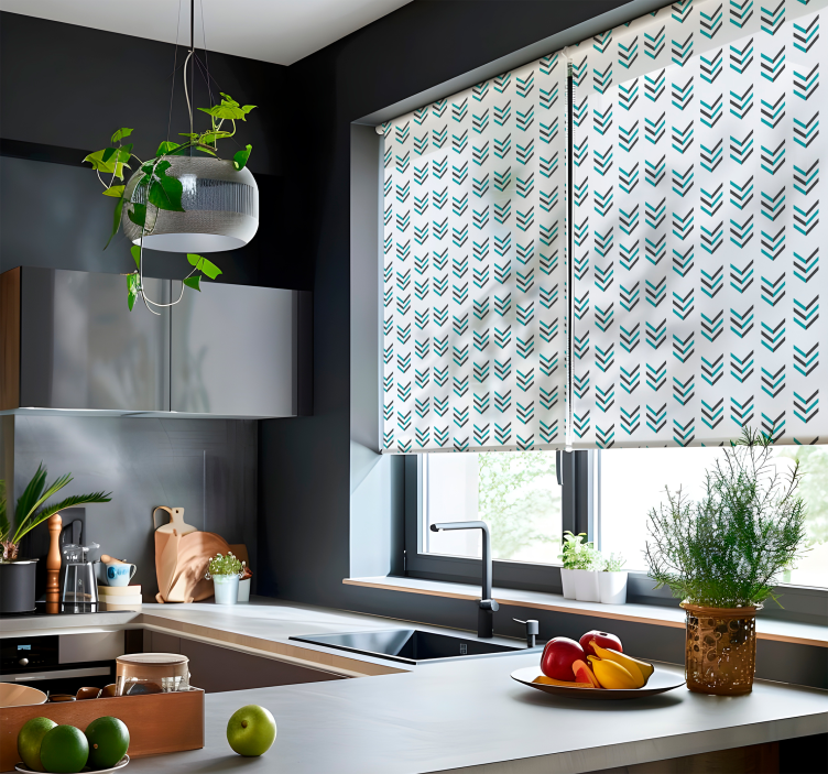 Store enrouleur scandinave flèches bleues fond blanc - TenStickers